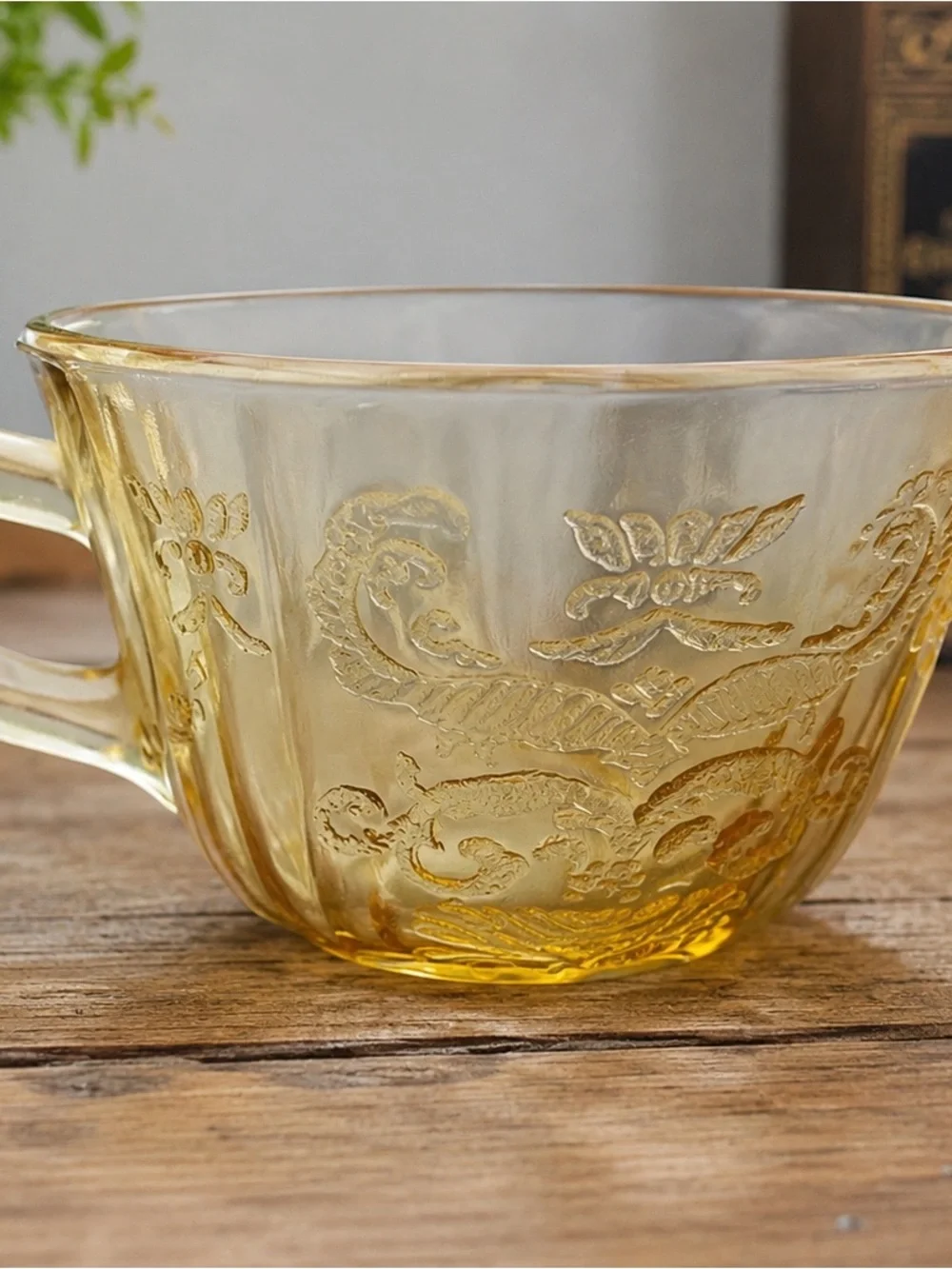 Set of 2 Federal Glass Madrid Amber Depression Glass Tea Cups 1930s